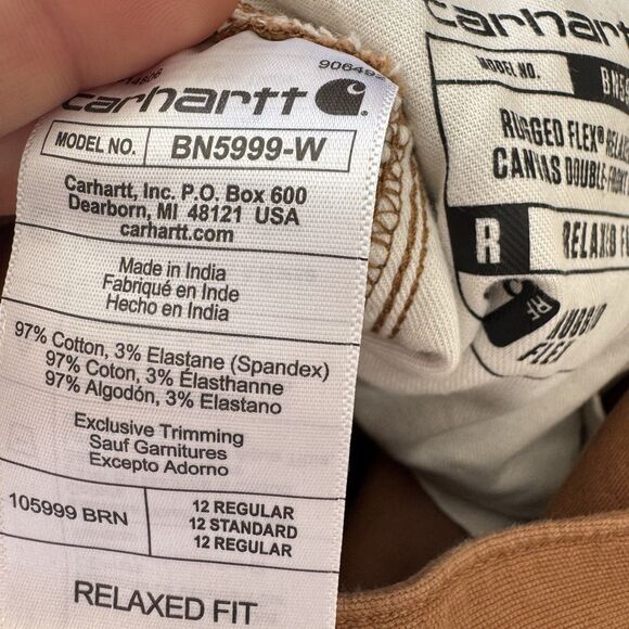 Carhartt Relaxed Fit Double Front Utility Work Pants Women 12 Carpenter Brown - Picture 10 of 11